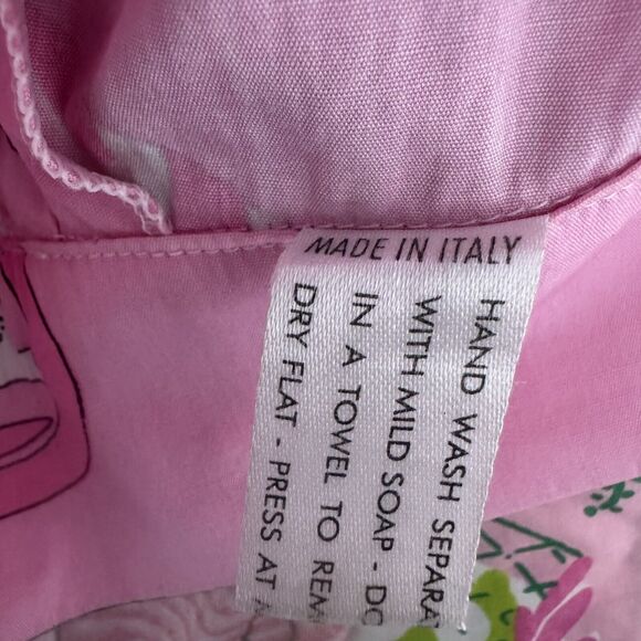 EMILIO PUCCI Silk skirt Zigzag pattern pink Sz US 14 - Picture 11 of 13